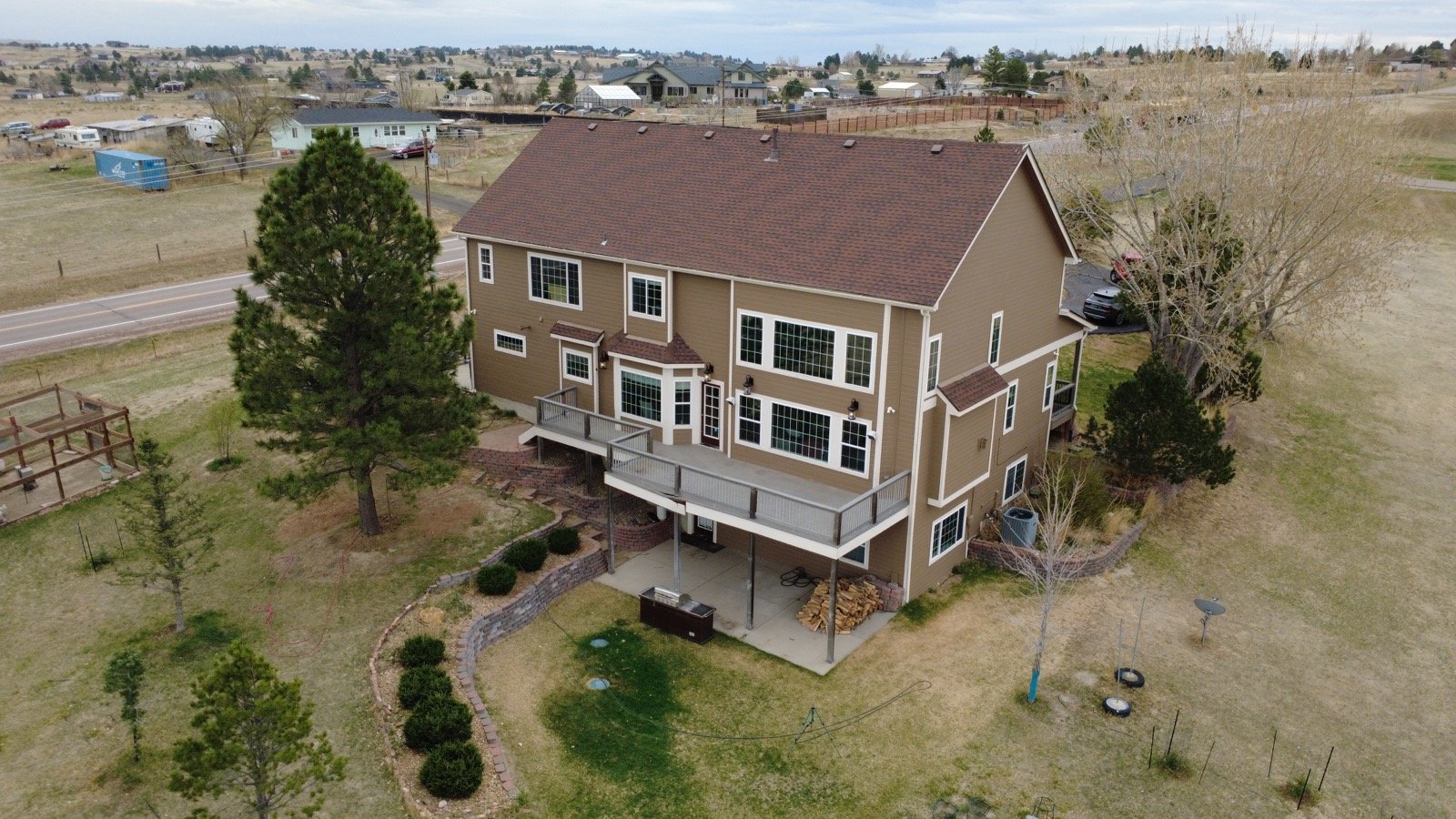 Aerial view of a finished Golden Stain deck rebuild in Colorado