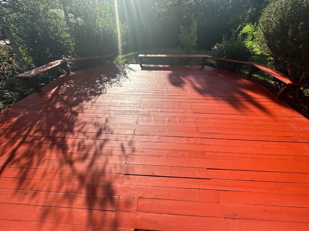 Red stained deck